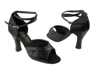 dansschoenen zwart satijn glitters  